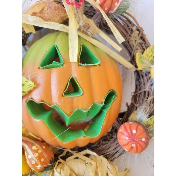 Jack O'Lantern wreath fiber optic AS IS Halloween board Decor prop - Picture 4 of 10